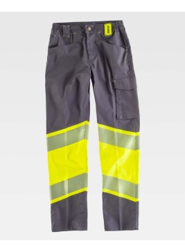 Pantalón de alta visibilidad Workteam C2718 gris-amarillo