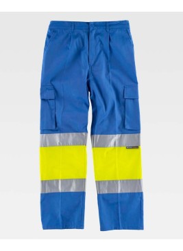 Pantalón alta visibilidad Workteam C4018 Celeste-Amarillo