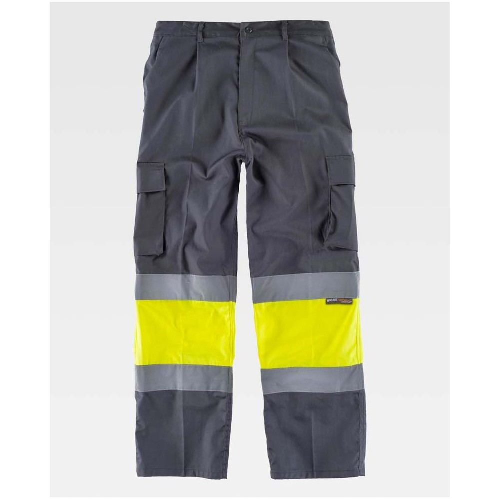Pantalón alta visibilidad Workteam C4018 Gris-Amarillo