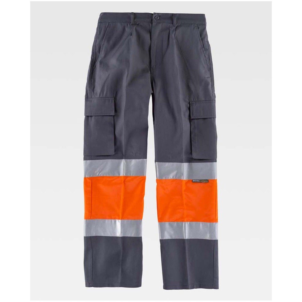 Pantalón alta visibilidad Workteam C4018 Gris-Naranja