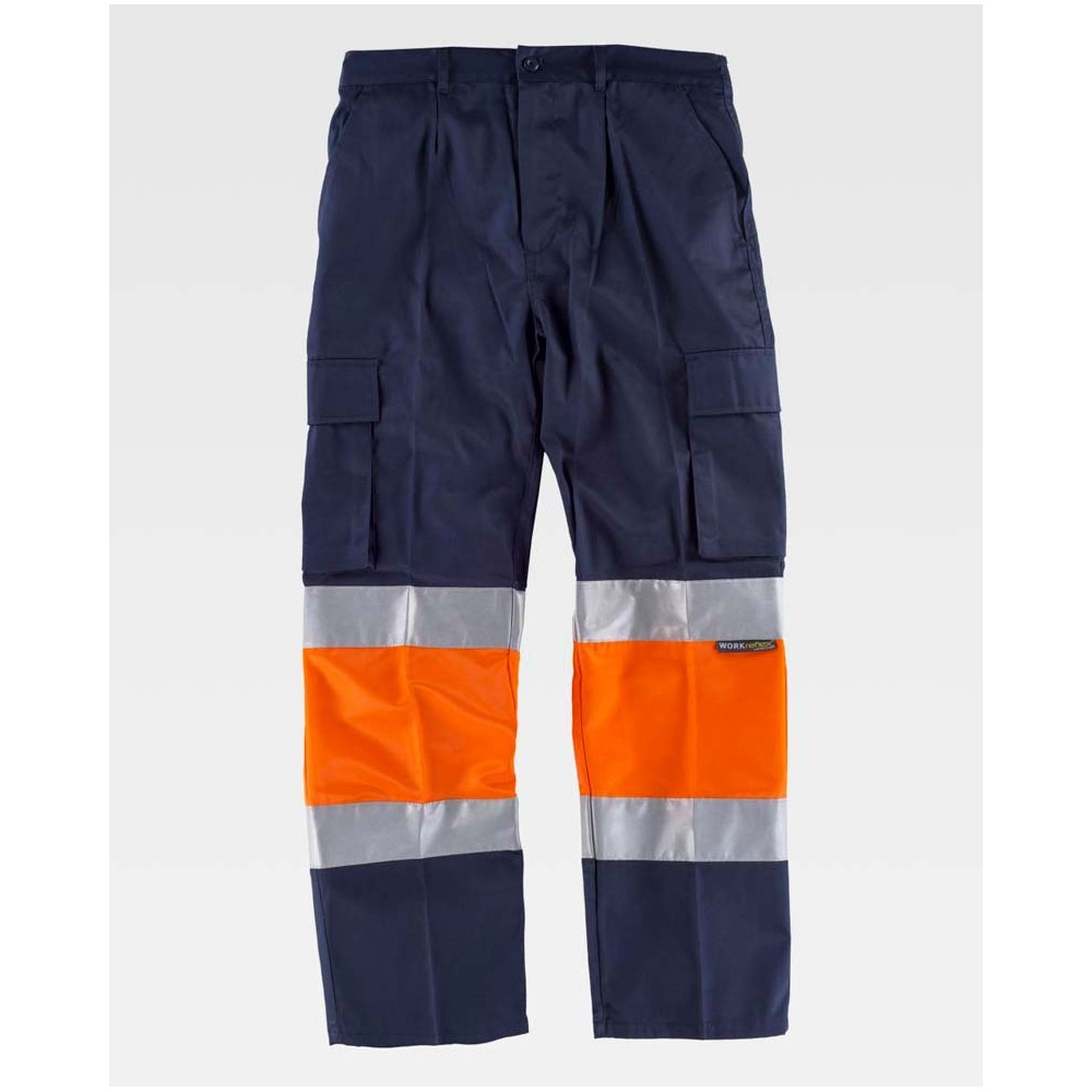 Pantalón alta visibilidad Workteam C4018 Marino-Naranja
