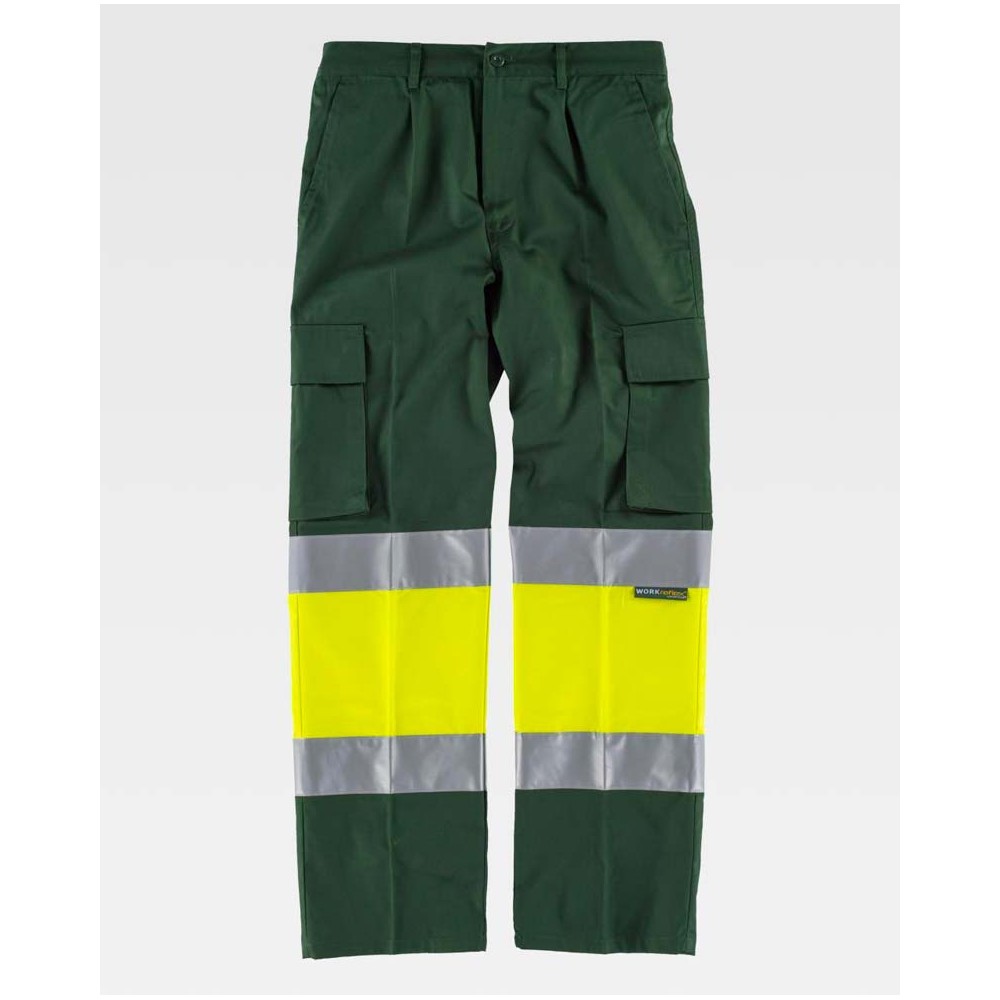 Pantalón alta visibilidad Workteam C4018 Verde oscuro-Amarillo