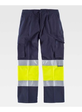 Pantalón alta visibilidad 100% algodón Workteam C4019 Marino-Amarillo