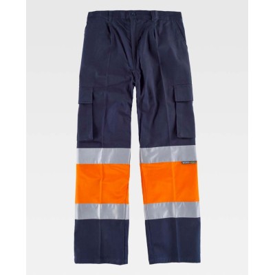 Pantalón alta visibilidad 100% algodón Workteam C4019 Marino-Naranja