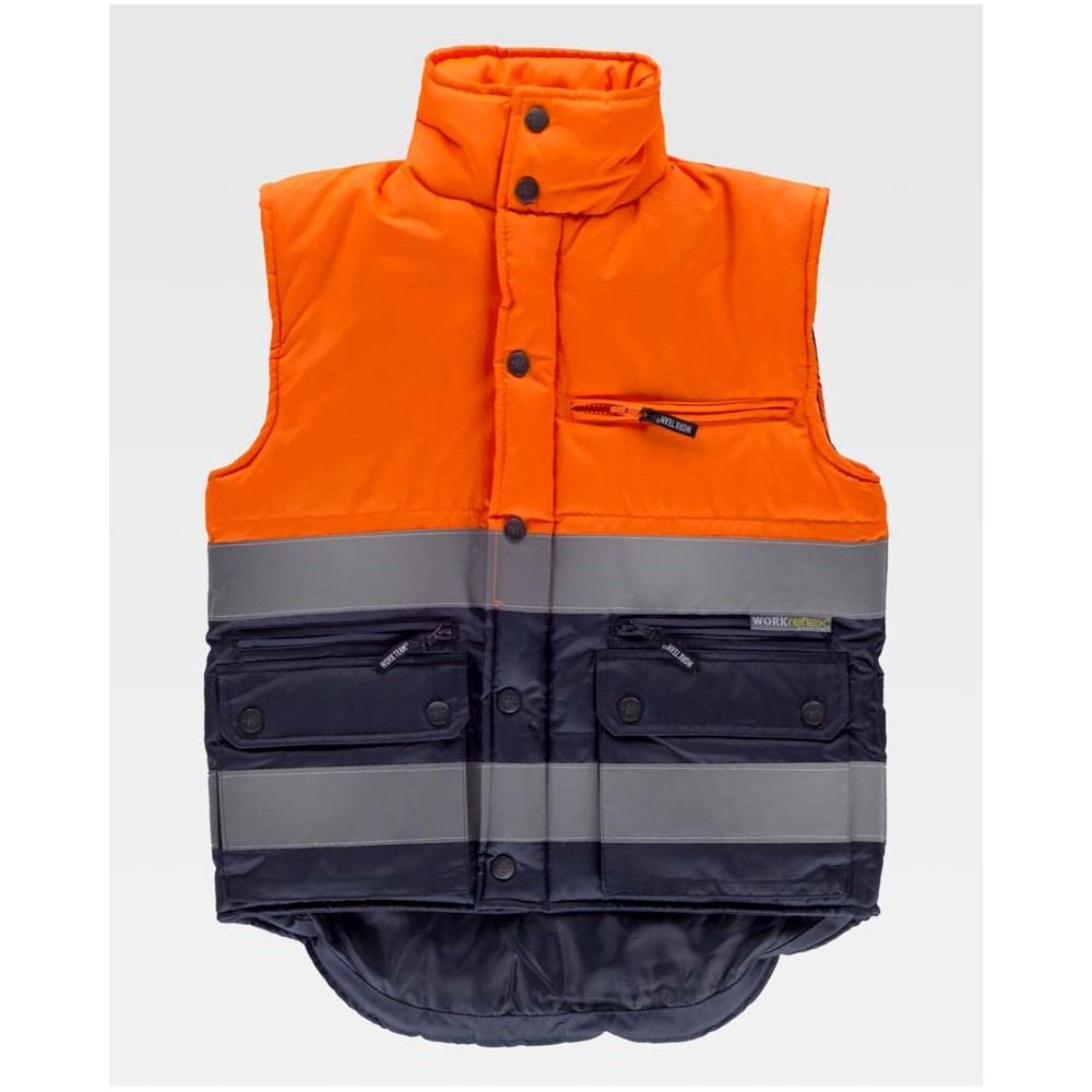 Chaleco reflectante tejido oxford Workteam S4035 Marino-Naranja