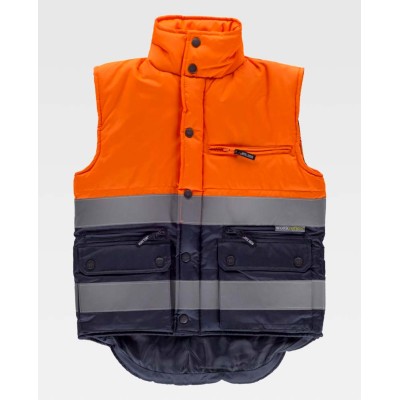 Chaleco reflectante tejido oxford Workteam S4035 Marino-Naranja