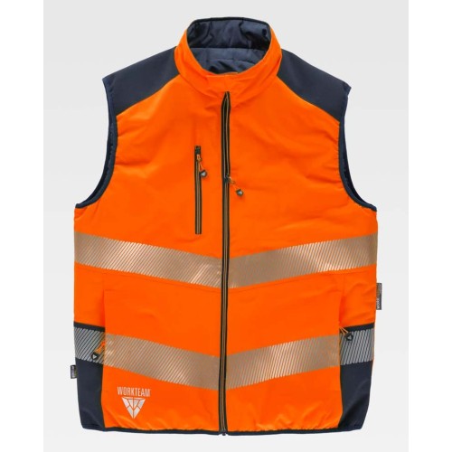 Chaleco reflectante reversible Workteam C8250 Naranja-marino