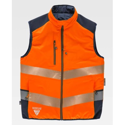 Chaleco reflectante reversible Workteam C8250 Naranja-marino