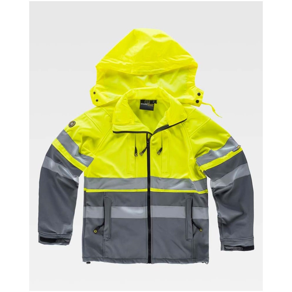 Chaqueta reflectante workshell Workteam S9525 Gris-amarillo