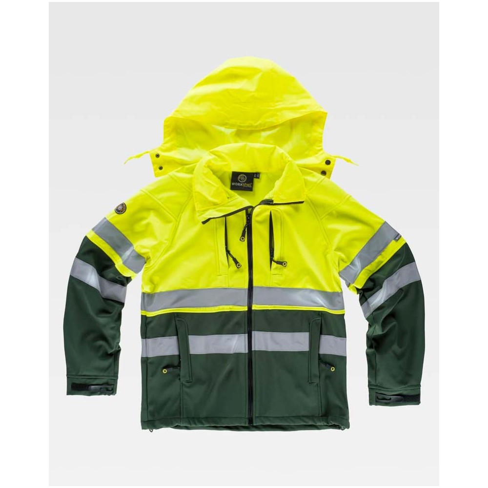 Chaqueta reflectante workshell Workteam S9525 Verde oscuro-Amarillo