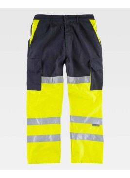 Pantalón alta visibilidad reforzado culeras Workteam C3214 Marino-Amarillo