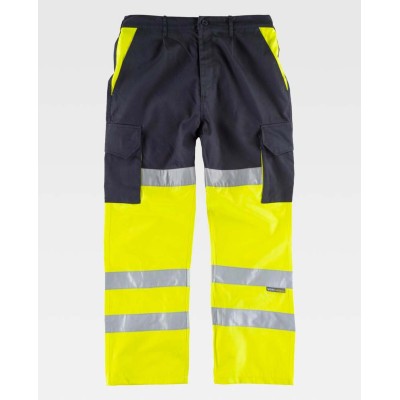 Pantalón alta visibilidad reforzado culeras Workteam C3214 Marino-Amarillo