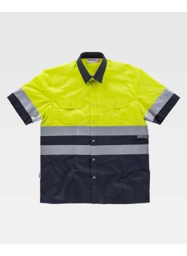 Camisa alta visibilidad Workteam C3811 Amarillo-Marino
