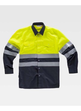 Camisa alta visibilidad manga larga Workteam C3813 Marino-Amarillo