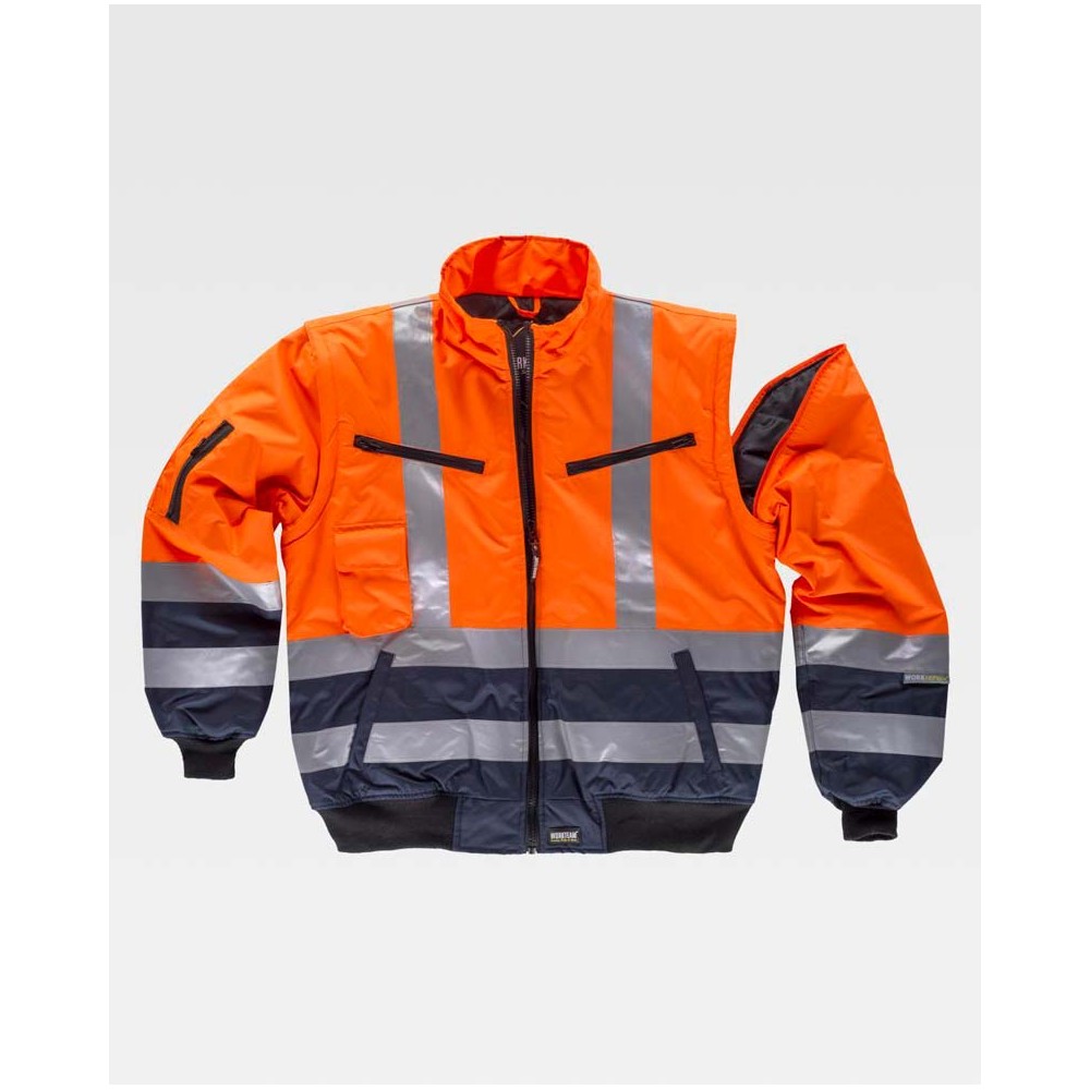 Cazadora alta visibilidad piloto Workteam C3730 Naranja-Marino