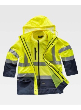 Parka desmontable alta visibilidad Workteam C3745 Amarillo-Marino