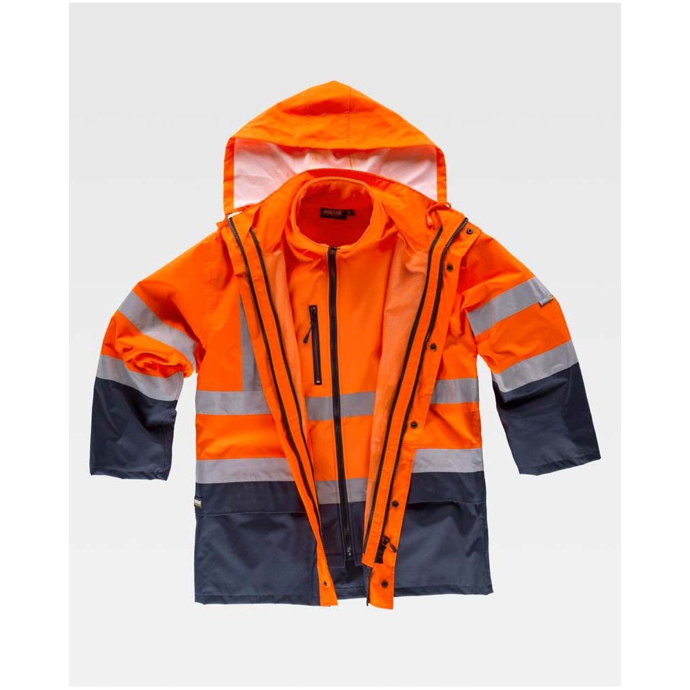 Parka desmontable alta visibilidad Workteam C3745 Naranja-Marino