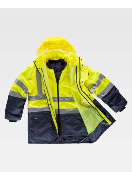 Parka alta visibilidad desmontable Workteam C3735 Amarillo-Marino