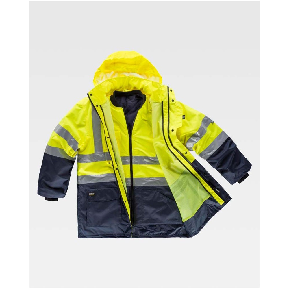 Parka alta visibilidad desmontable Workteam C3735 Amarillo-Marino