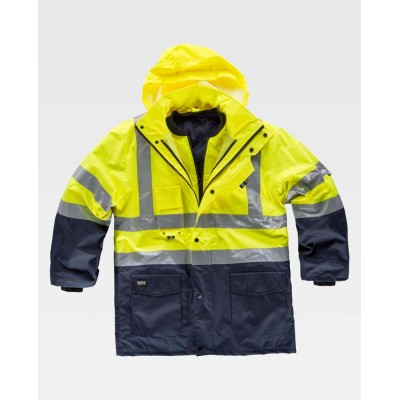 Parka alta visibilidad desmontable Workteam C3735 Amarillo-Marino