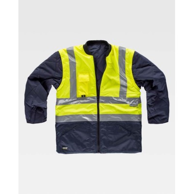 Parka alta visibilidad desmontable Workteam C3735 Amarillo-Marino