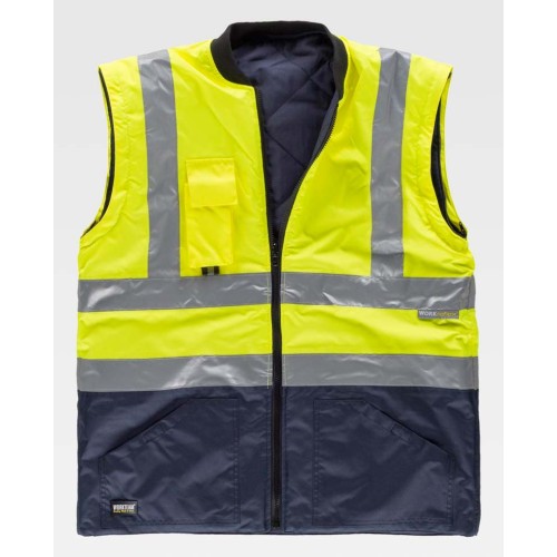 Parka alta visibilidad desmontable Workteam C3735 Amarillo-Marino