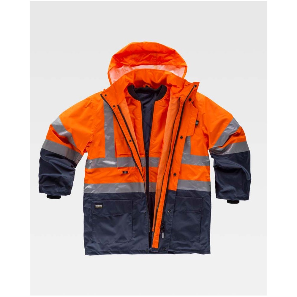 Parka alta visibilidad desmontable Workteam C3735 Naranja-Marino