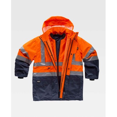 Parka alta visibilidad desmontable Workteam C3735 Naranja-Marino