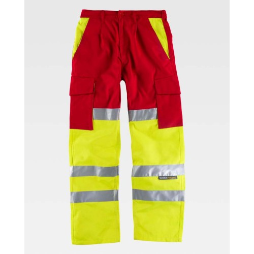 Pantalón alta visibilidad Workteam C3314 Rojo-Amarillo
