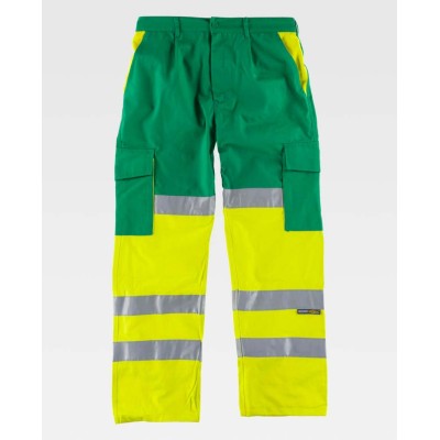 Pantalón alta visibilidad Workteam C3314 Verde-Amarillo