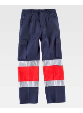 Pantalón alta visibilidad Workteam C4057 Marino-Rojo