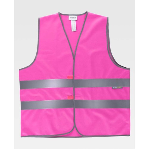 Chaleco reflectante velcro Workteam HVTT03 Rosa