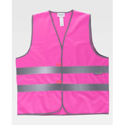 Chaleco reflectante velcro Workteam HVTT03 Rosa