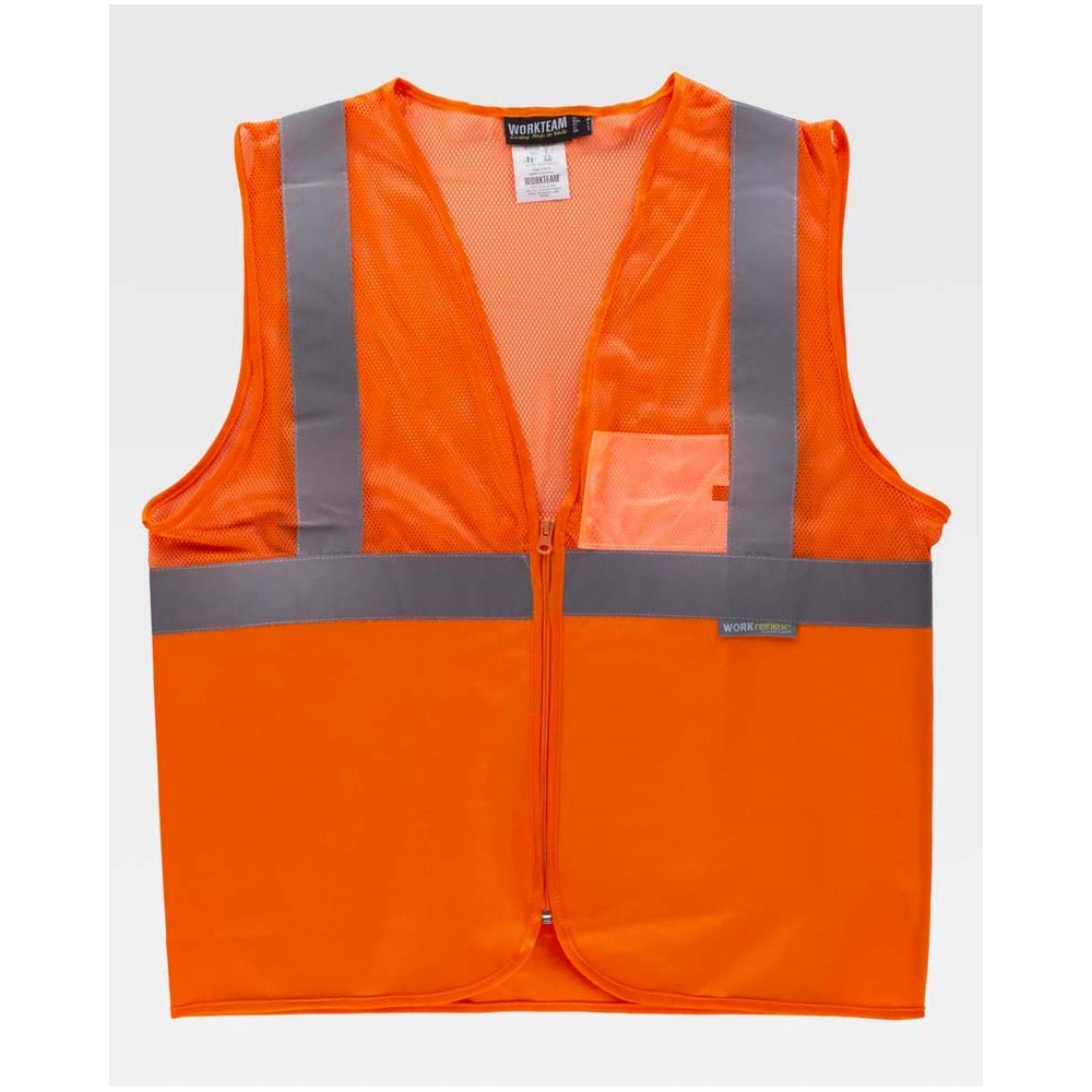 Chaleco reflectante con identificador Workteam C3612 Naranja