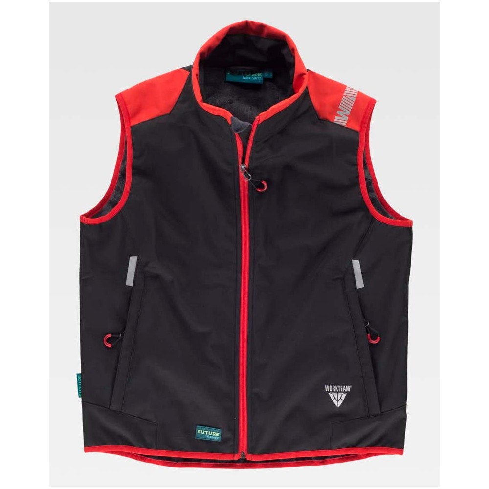 Chaleco workshell  Workteam WF2880 Negro/Rojo