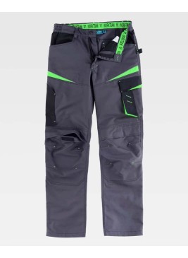 Pantalón de trabajo Workteam WF2750 Gris-Negro-Verde Lima