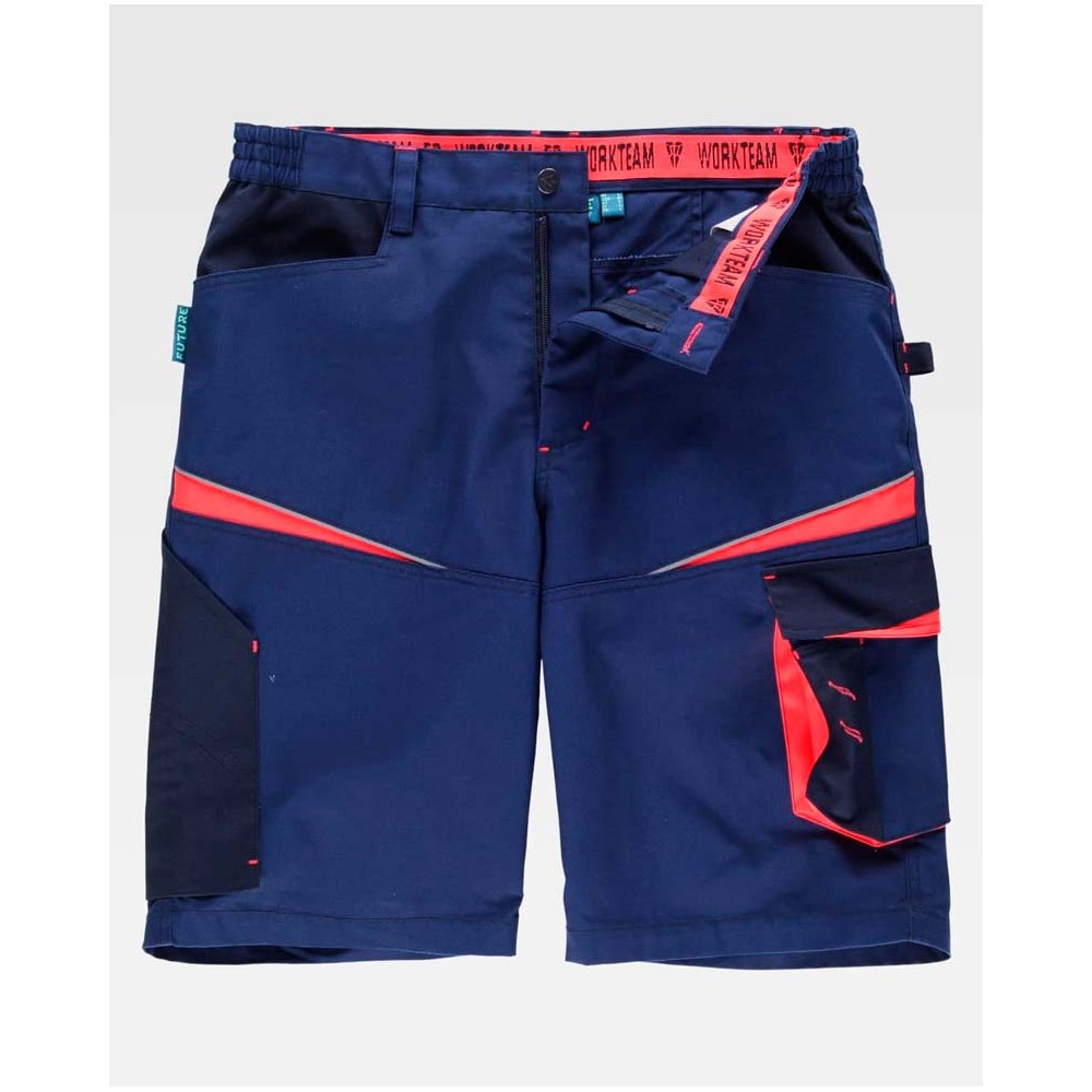 Bermudas Workteam WF2717 Marino/Marino Oscuro/Rojo a.v