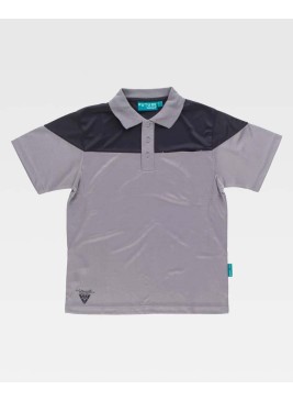 Polo de trabajo combinado 100% poliéster de manga corta gris-negro