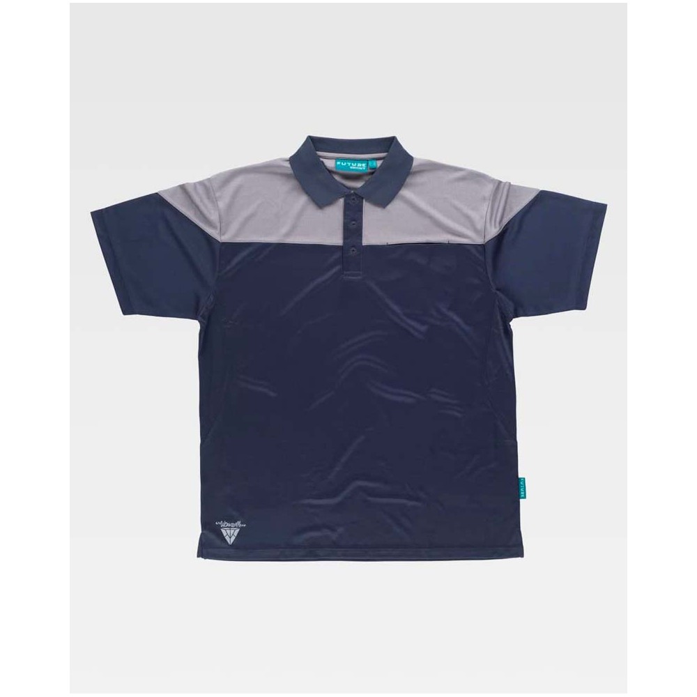 Polo de trabajo combinado 100% poliéster de manga corta marino-gris