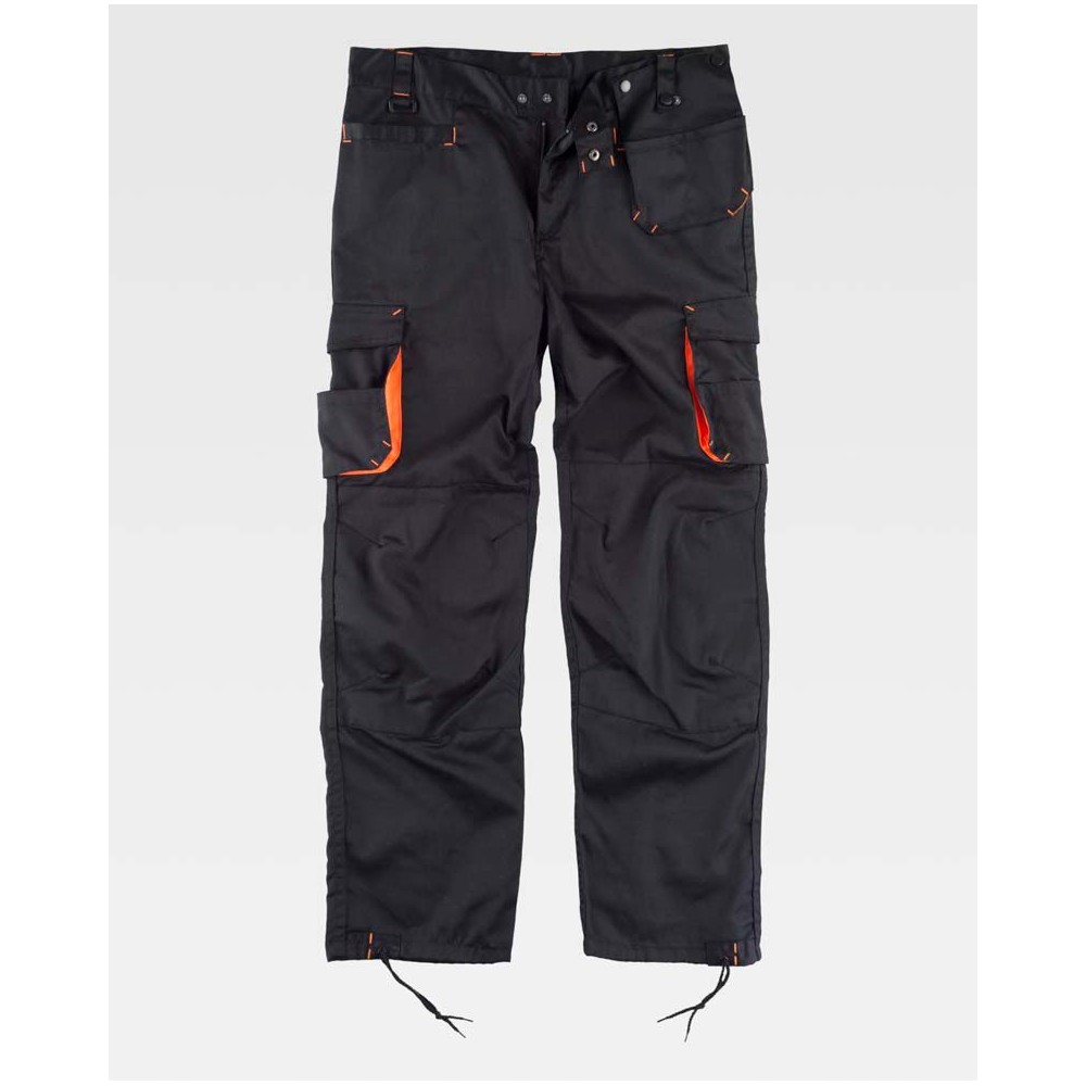 Pantalón Workteam WF1619 Negro/Naranja a.v