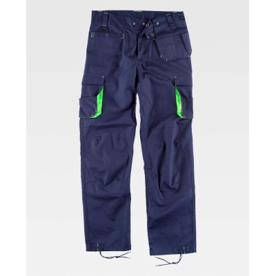 Pantalón Workteam WF1619 Marino/Verde Flúor