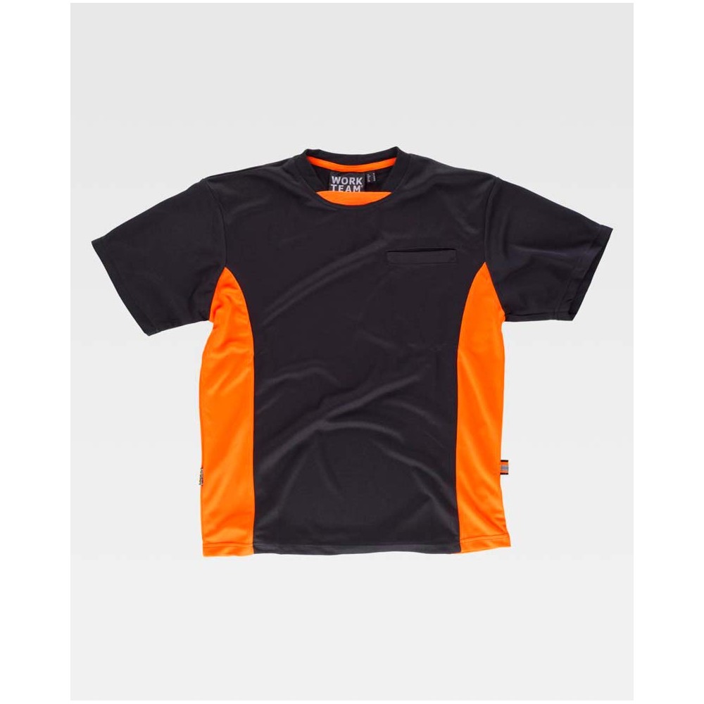 Camiseta Workteam WF1616 Negro/Naranja a.v