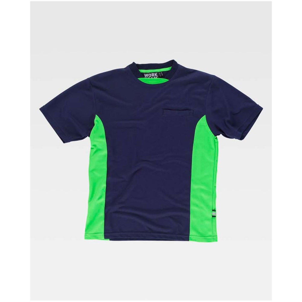 Camiseta Workteam WF1616 Marino/Verde Flúor
