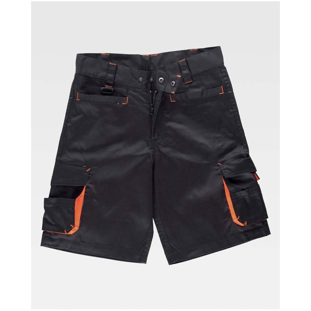 Bermudas Workteam WF1617 Negro/Naranja a.v