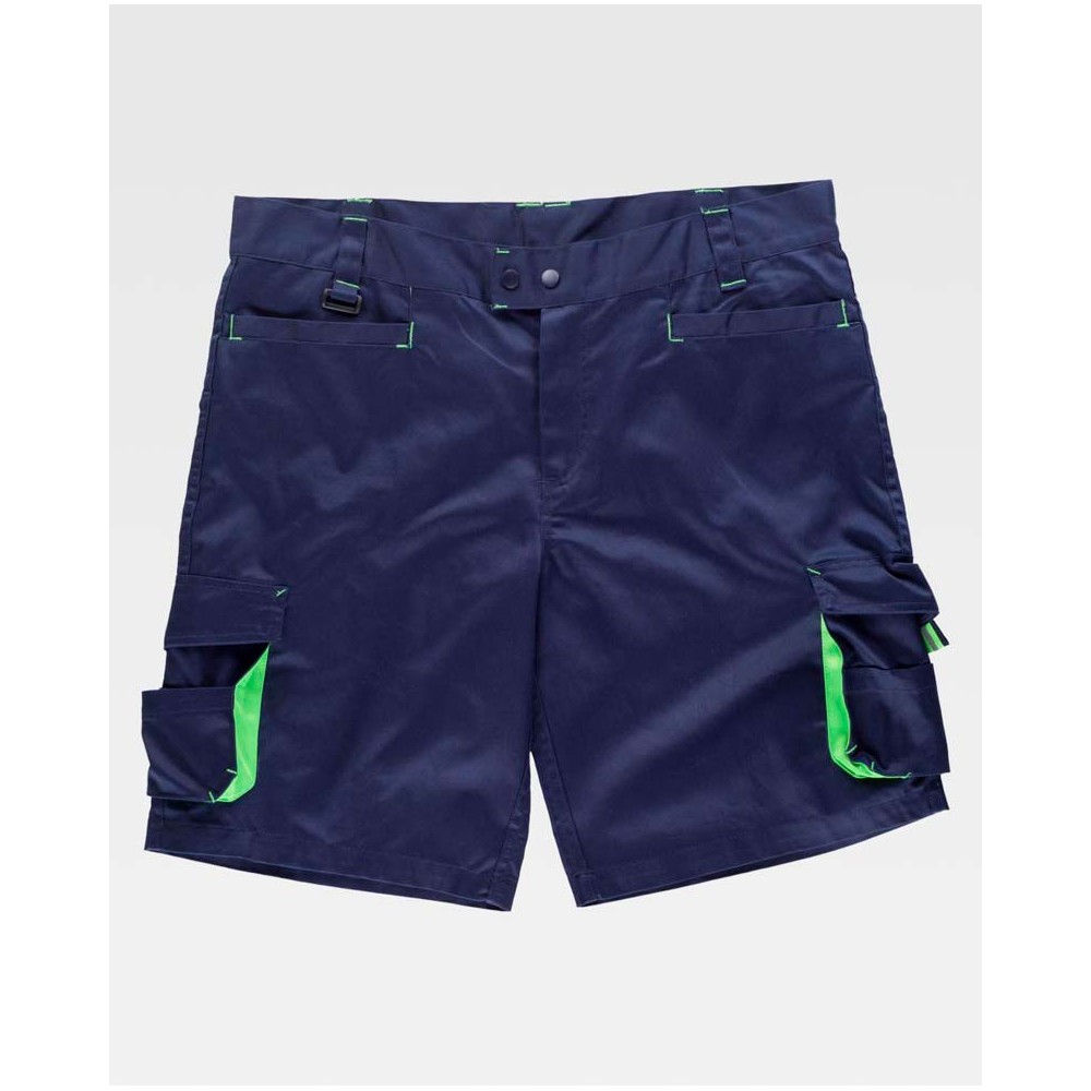 Bermudas Workteam WF1617 Marino/Verde Flúor