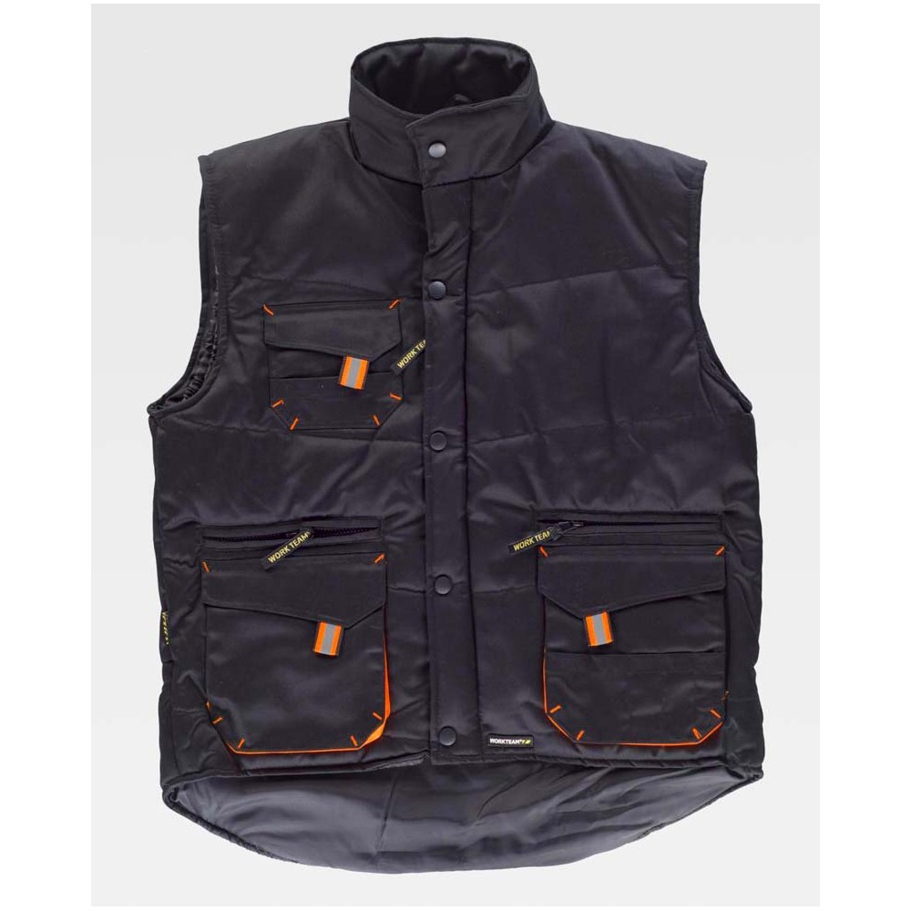 Chaleco Workteam WF1680 Negro/Naranja  a.v