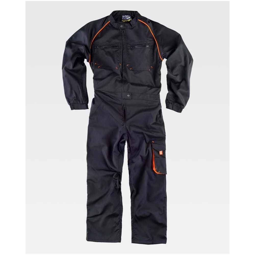 Buzo de trabajo Workteam WF1642 Negro-Naranja