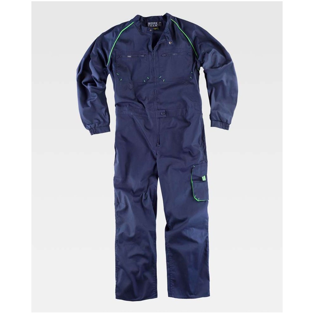 Buzo de trabajo Workteam WF1642  Marino-Verde Flúor