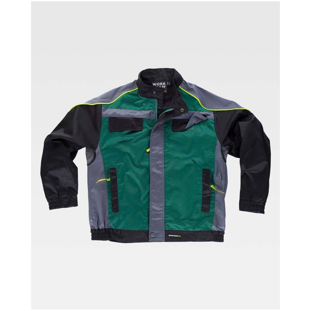 Cazadora Workteam WF5851 Verde Osc/Gris Osc/Negro