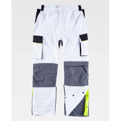 Pantalón Workteam WF5852 Blanco/Negro/Gris Osc